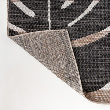 Allison Classic Beach Stripe And Monstera Leaf Indoor/Outdoor Area Rug